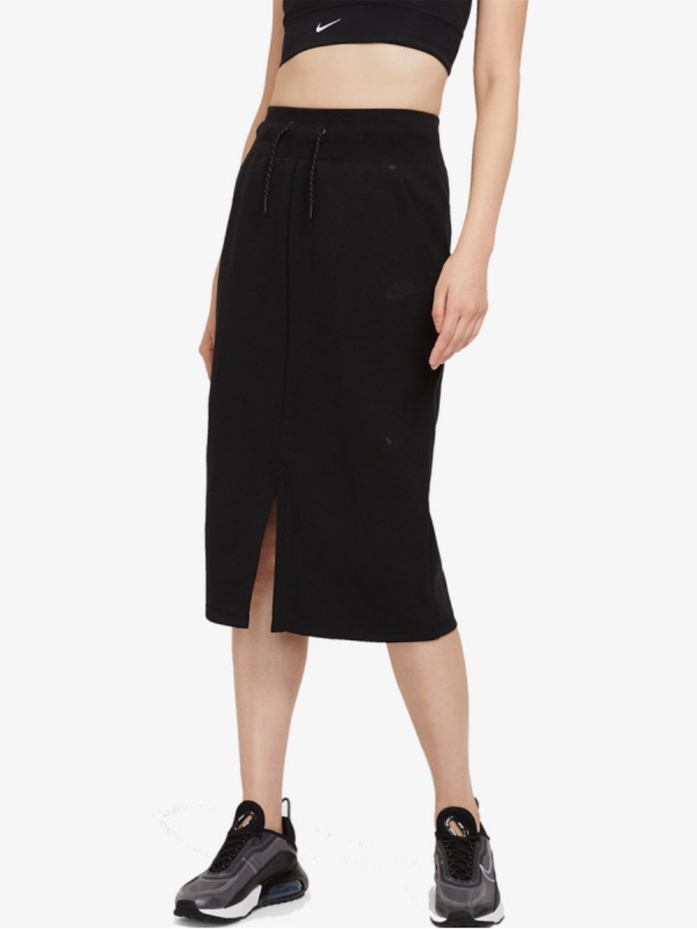 Nike Tech Fleece Black Midi Skirt Size XS